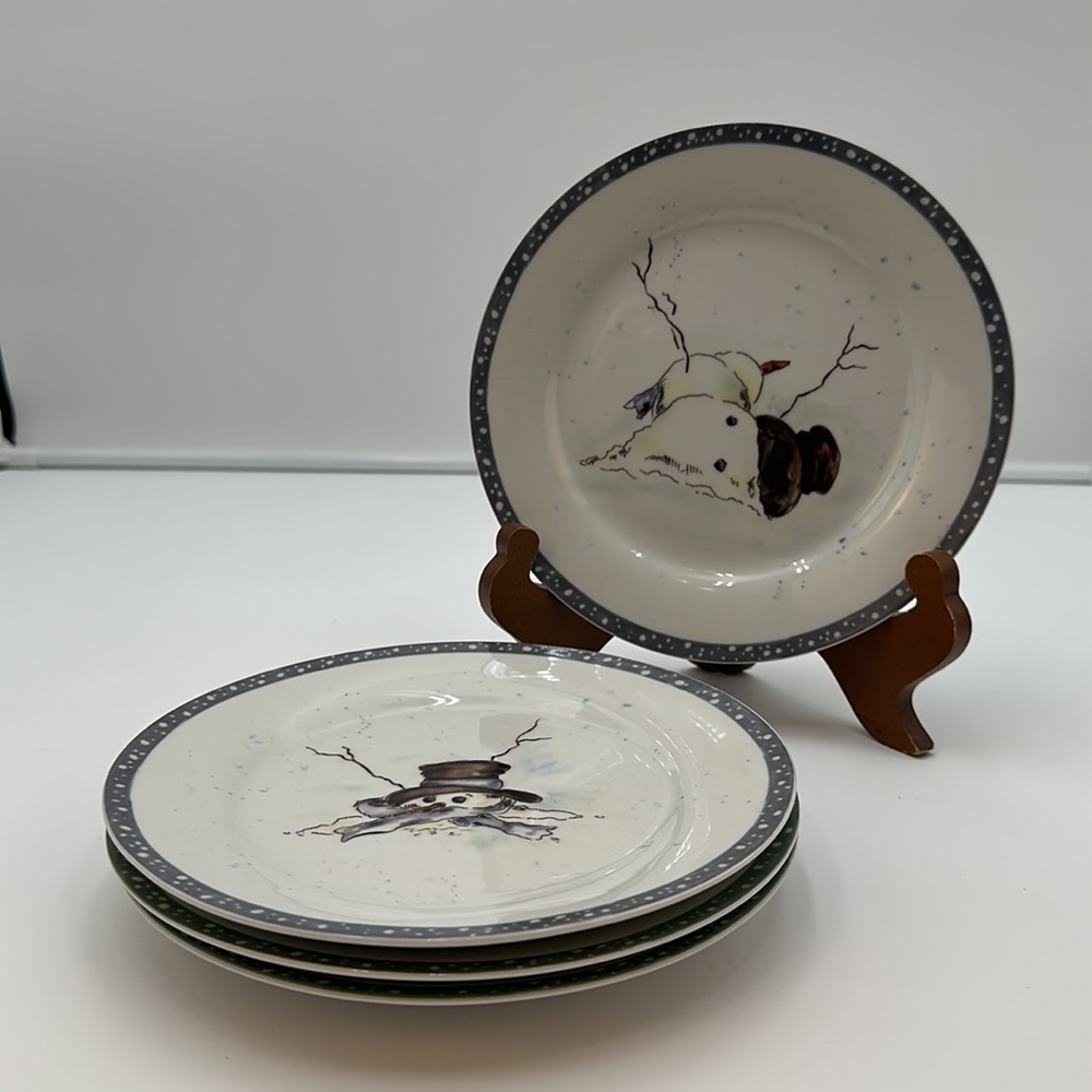 Tracy Porter Festive Snowman Plates - Cream and Black